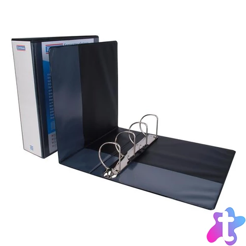 Gyűrűs könyv, panorámás, 4 gyűrű, D alakú, 80 mm, A4, PP, DONAU, fekete