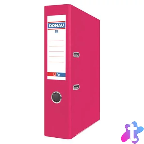 Iratrendező, 75 mm, A4, PP/karton, élvédő sínnel, DONAU "Life", neon rózsaszín