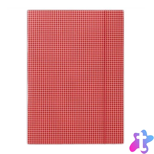 Gumis mappa, karton, A4, kockás, DONAU, piros