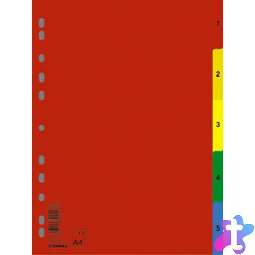 Regiszter, műanyag, A4, 1-5, DONAU, színes