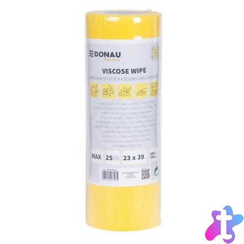 Törlőkendő, univerzális, 25 db, 23x39cm, DONAU "Home", sárga