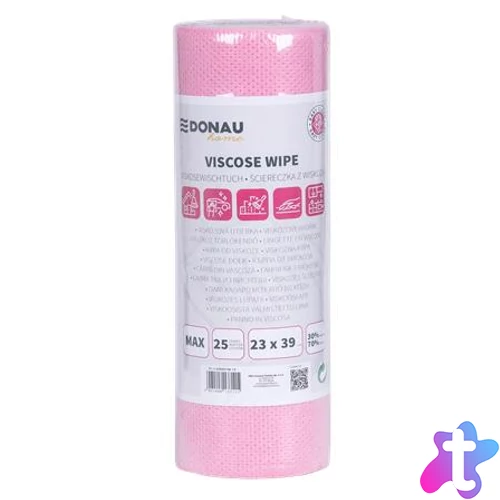 Törlőkendő, univerzális, 25 db, 23x39cm, DONAU "Home", rózsaszín
