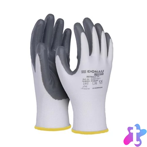 Szerelőkesztyű, nitril, DONAU "Safety 01", 8/M méret, szürke