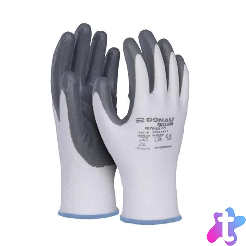Szerelőkesztyű, nitril, DONAU "Safety 01", 9/L méret, szürke