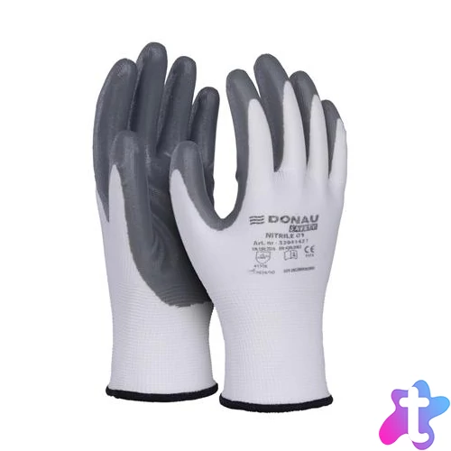 Szerelőkesztyű, nitril, DONAU "Safety 01", 10/XL méret, szürke