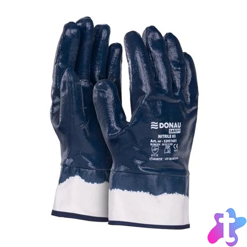 Szerelőkesztyű, nitril, DONAU "Safety 03", 9/L méret, sötétkék