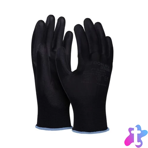 Szerelőkesztyű, PU, DONAU "Safety", 9/L méret, fekete