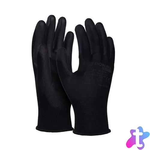 Szerelőkesztyű, PU, DONAU "Safety", 10/XLméret, fekete