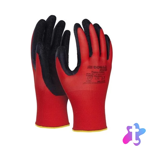 Védőkesztyű, latex, DONAU "Safety", 8/M méret, piros