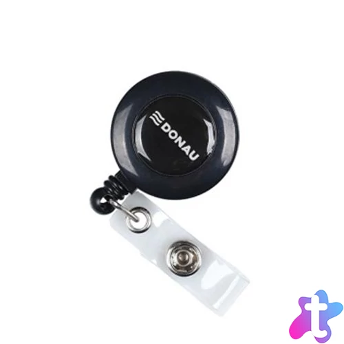 Azonosítókártya-tartó, kihúzható, patentos, DONAU, fekete