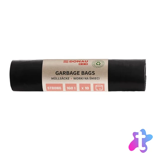 Szemeteszsák, extra erős, 160 l, 10 db, 70 µ, DONAU "Eco", fekete