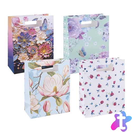 Ajándéktáska, 26x32,5x10 cm, DONAU "Home" vegyes minta