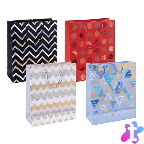 Ajándéktáska, zsinórfüles, 25x30x10 cm, DONAU "Home", vegyes minta