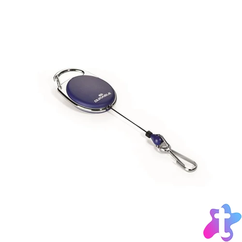 Azonosítókártya-tartó, kihúzható, karabineres, DURABLE "Style", sötétkék