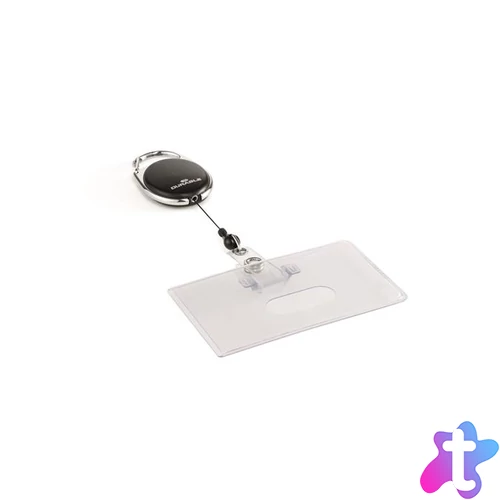 Azonosítókártya-tartó, kihúzható, karabineres, DURABLE "Style", fekete