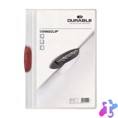 Gyorsfűző, klipes, A4, DURABLE "Swingclip® 30", piros