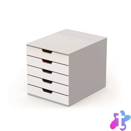 Irattároló, műanyag, 5 fiókos, DURABLE "VARICOLOR® 5", fehér