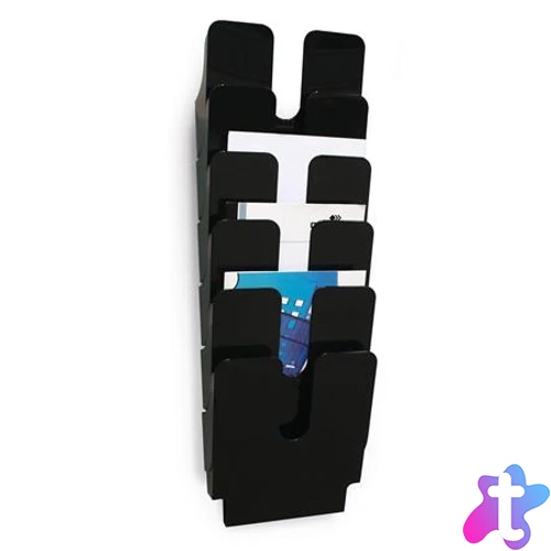 Prospektustartó, fali, álló, A4, DURABLE "FLEXIPLUS 6", fekete
