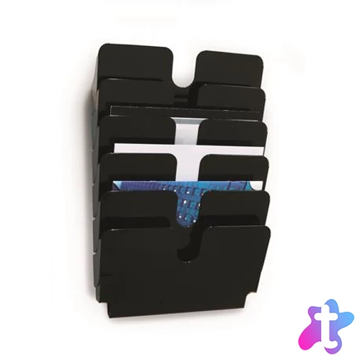 Prospektustartó, fali, fekvő, A4, DURABLE "FLEXIPLUS 6", fekete