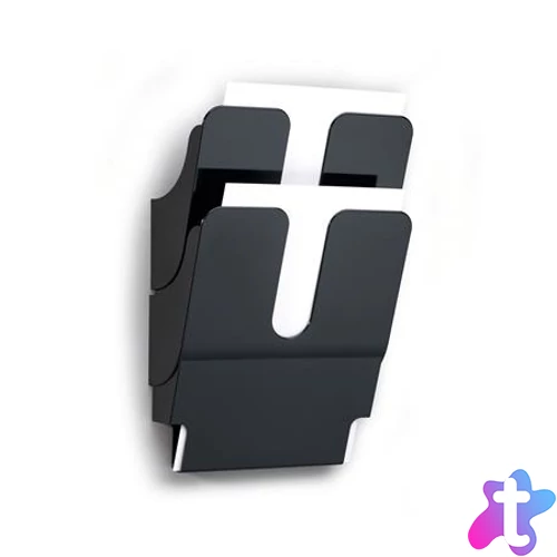 Prospektustartó, fali, álló, A4, DURABLE "FLEXIPLUS 2", fekete