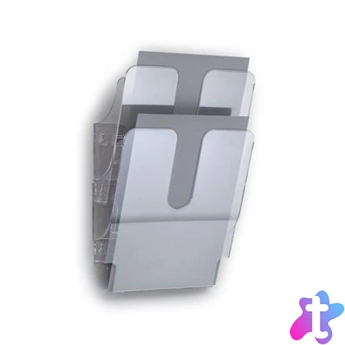 Prospektustartó, fali, álló, A4, DURABLE "FLEXIPLUS 2", áttetsző