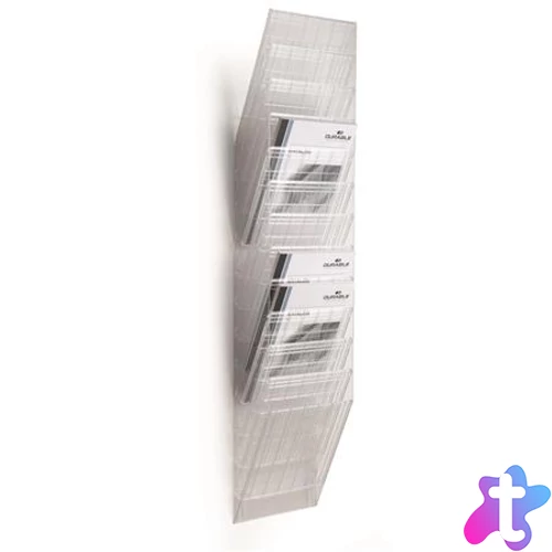 Prospektustartó, fali, álló, A4, DURABLE "FLEXIBOXX 12", áttetsző