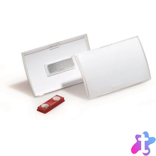 Névkitűző, mágneses, 54x90 mm, DURABLE "CLICK FOLD", áttetsző