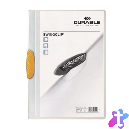 Gyorsfűző, klipes, A4, DURABLE "Swingclip® 30", sárga