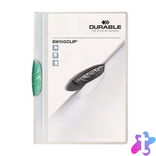 Gyorsfűző, klipes, A4, DURABLE "Swingclip® 30", sötétzöld