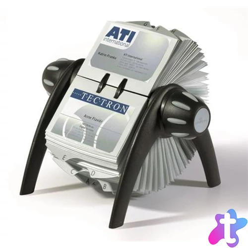 Névjegykártyatartó, műanyag, 400 db-os, forgatható, fekvő, DURABLE, "VISIFIX®", fekete
