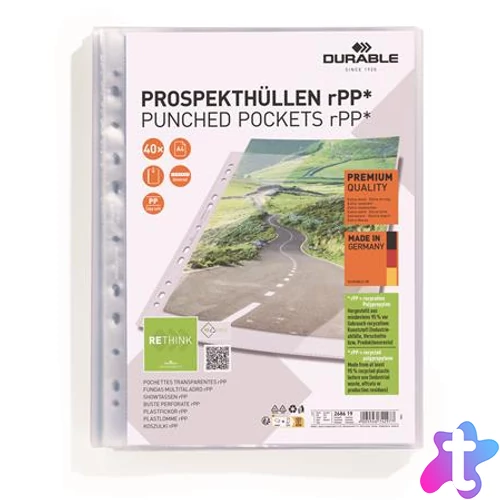 Genotherm, lefűzhető, PP, A4, 80 mikron, DURABLE "PREMIUM"