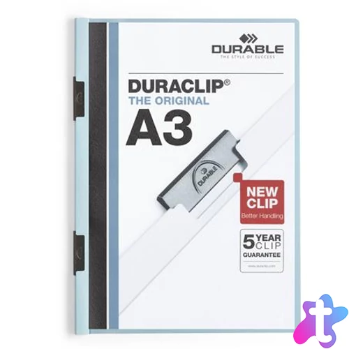 Gyorsfűző, klipes, A3, DURABLE "DURACLIP® 60", kék