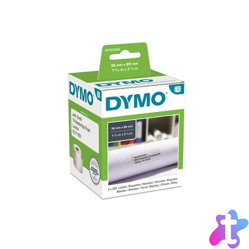 Etikett, LW nyomtatóhoz, 36x89 mm, 260 db etikett, DYMO
