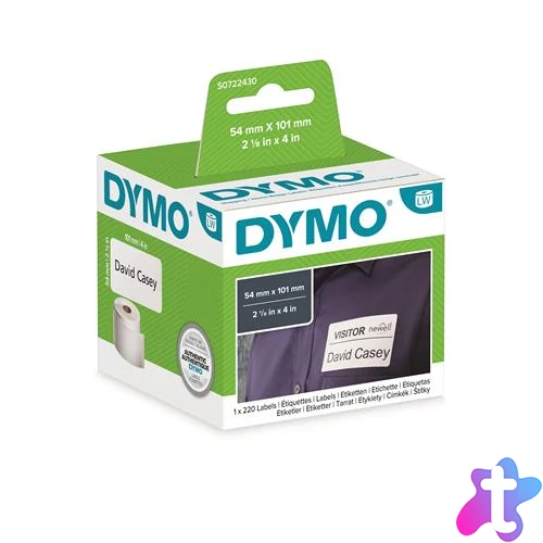 Etikett, LW nyomtatóhoz, 54x101 mm, 220 db etikett, DYMO
