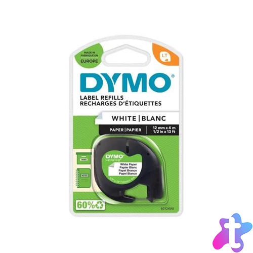 Feliratozógép szalag, papír, 12 mm x 4 m, DYMO "Letratag", fehér