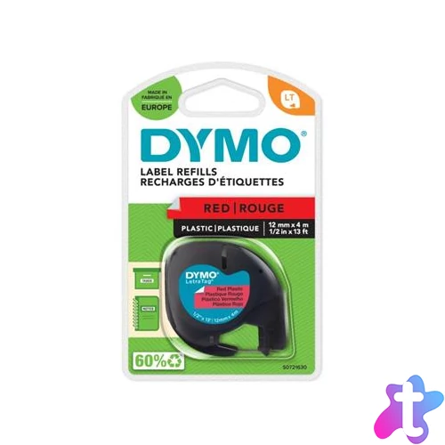 Feliratozógép szalag, 12 mm x 4 m, DYMO "Letratag", piros