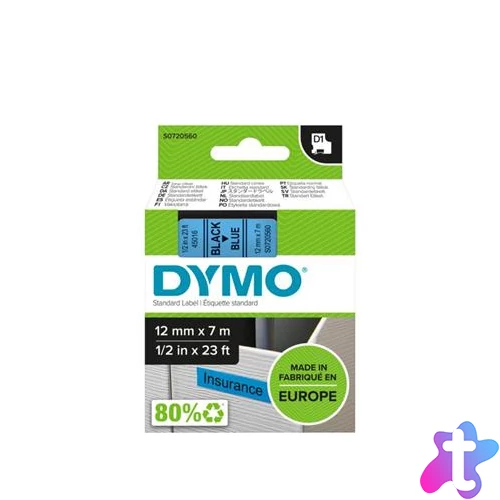 Feliratozógép szalag, 12 mm x 7 m, DYMO "D1", kék-fekete