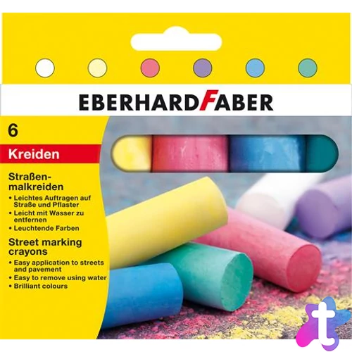 Aszfaltkréta, henger alakú, EBERHARD FABER, 6 különböző szín