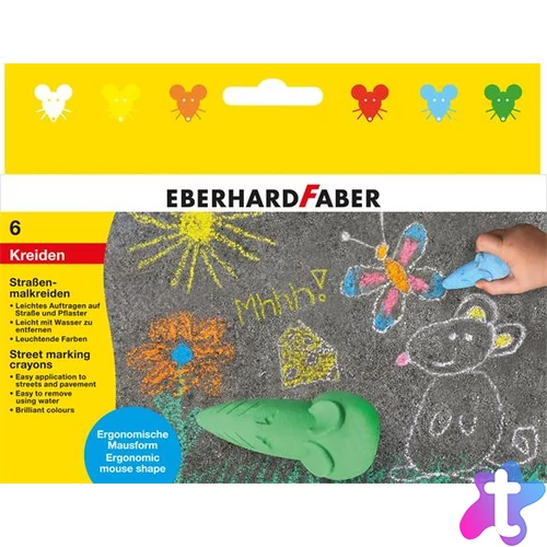 Aszfaltkréta, egér formájú, EBERHARD FABER, 6 különböző szín