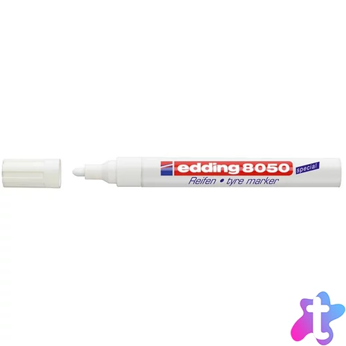 Gumijelölő marker, 2-4 mm, kúpos, EDDING "8050", fehér