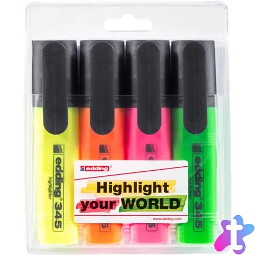 Szövegkiemelő készlet, 2-5 mm, EDDING "345", 4 külnböző szín