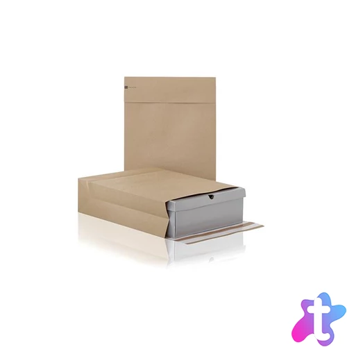 Boríték, visszaküldhető, két ragasztócsíkkal, M, 350x450x80+100 mm, "e-Green"