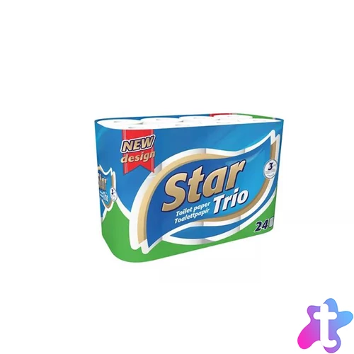 Toalettpapír, 3 rétegű, kistekercses, 24 tekercs, "Star Trio"