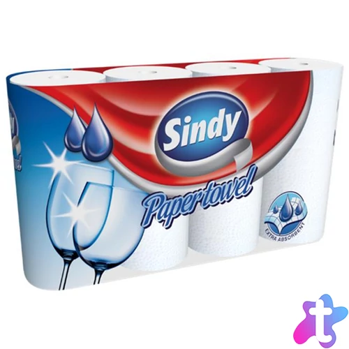 Háztartási papírtörlő, 2 rétegű, 4 tekercses, "Sindy"