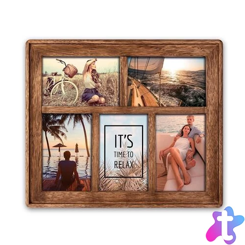 Képkeret, galéria, fa, 5 db képhez, 10x15 cm, "Zep Mosel", barna