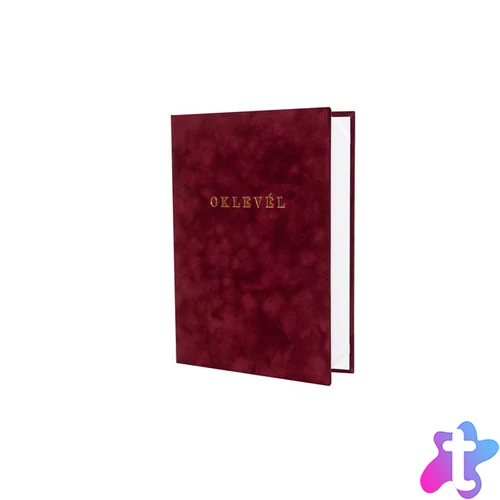 Oklevéltartó, A4, exkluzív, plüss, aranyozva, bordó