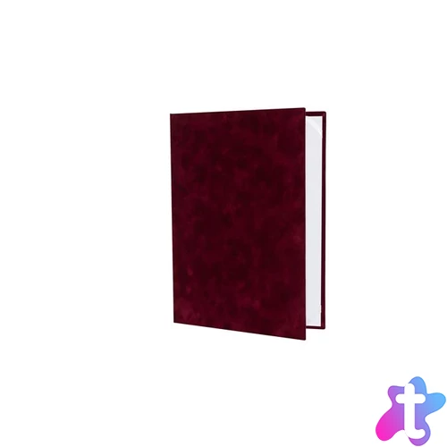 Oklevéltartó, A4, exkluzív, plüss, bordó
