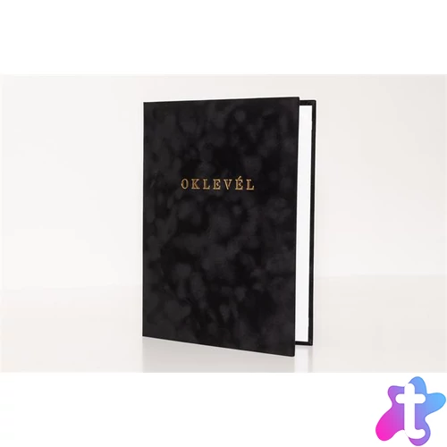 Oklevéltartó, A4, exkluzív, plüss, aranyozva, fekete