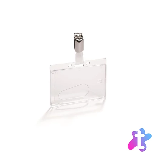 Azonosítókártya-tartó, nyitott, csíptetővel, átlátszó