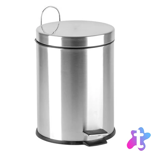 Pedálos szemetes, rozsdamentes acél, kivehető műanyag vödörrel, 5 liter